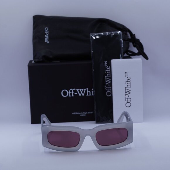 Off-White OERI141 CARY 0928 Rectangle Sunglasses – Grey/Burgundy - Picture 3 of 9